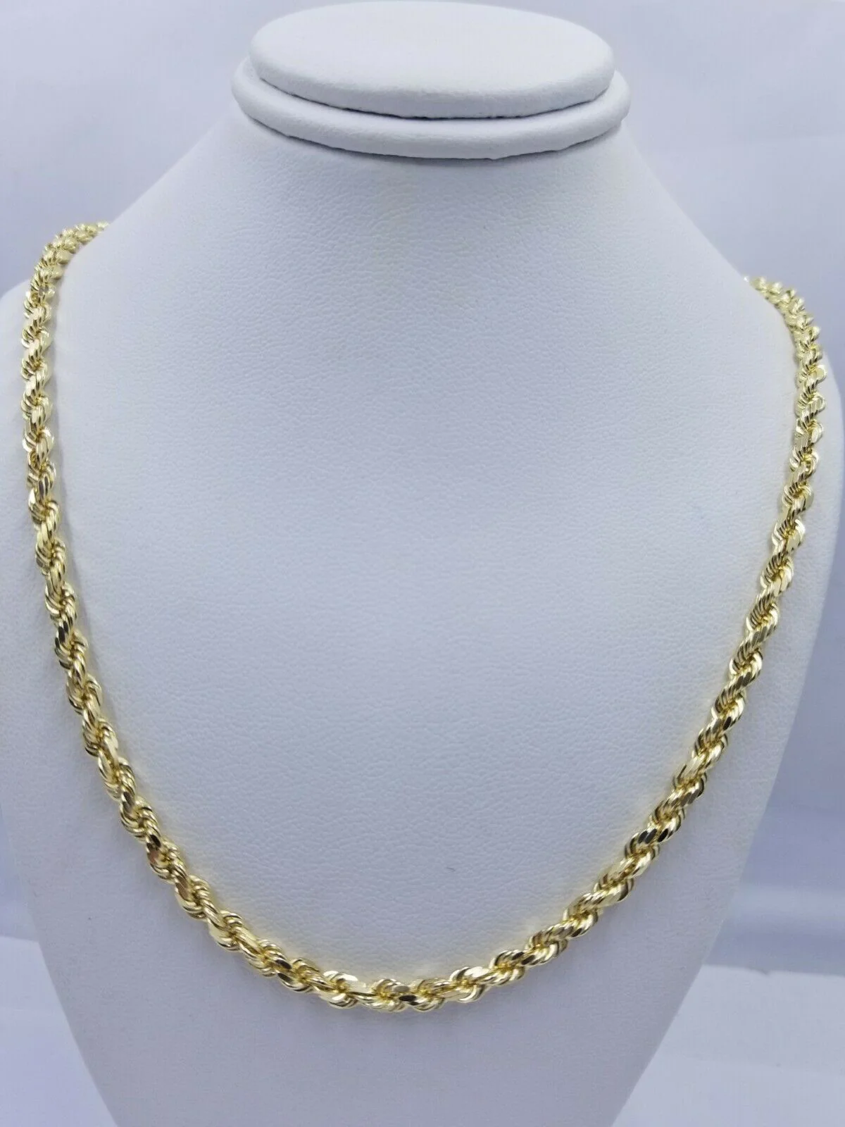 Solid REAL10k Gold Rope Chain 4mm 18"-30" Necklace 10kt Yellow Gold Diamond Cut - Image 3